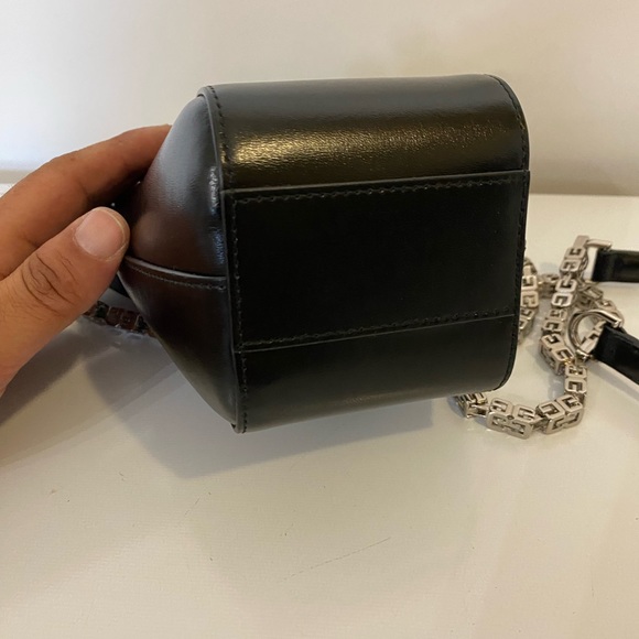 New GIVENCHY Small Bag Box Black Leather With Silver Chain Handbag - Picture 10 of 13
